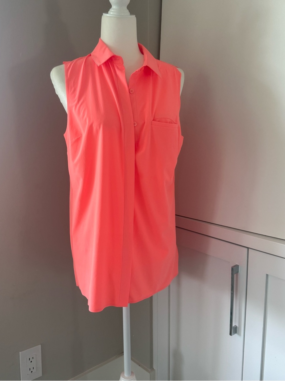 Athleta Sleeveless Collared Tunic - Neon Coral